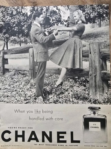 1960 Chanel No. 5 Perfume you like being handled with care Young romance Ad