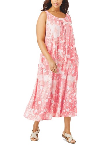 Ladies 28-30 PINK Sleeveless Floral Print Dress has small marks see pic - Picture 3 of 6
