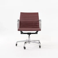 2020s Herman Miller Eames Aluminum Group Management Desk Chair Burgundy Leather