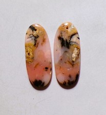 33.05 Cts Natural Pink Opal Drilled Cabochon Match Pair Gemstone 36X15MM 10