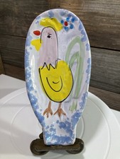 Ceramic Italian Pottery Campagna Chicken Bird Spoon Rest EUC