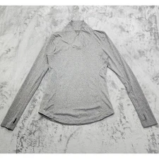 Old Navy Active Top Women M Heathered Gray Popover Thumbholes Workout Athleisure