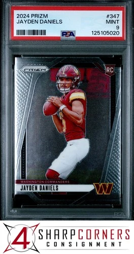 2024 PANINI PRIZM #347 JAYDEN DANIELS RC COMMANDERS PSA 9