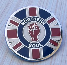 NORTHERN SOUL BADGE - NORTHERN SOUL GB UNION FLAG BADGE - NEW