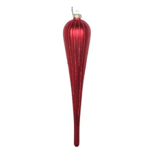 Vickerman 11" Matte Glitter Drop Christmas Ornaments in Red (Set of 3)