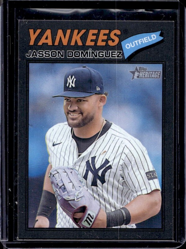 2026 Topps Heritage Jasson Dominguez Dark Gray Border #104 New York Yankees