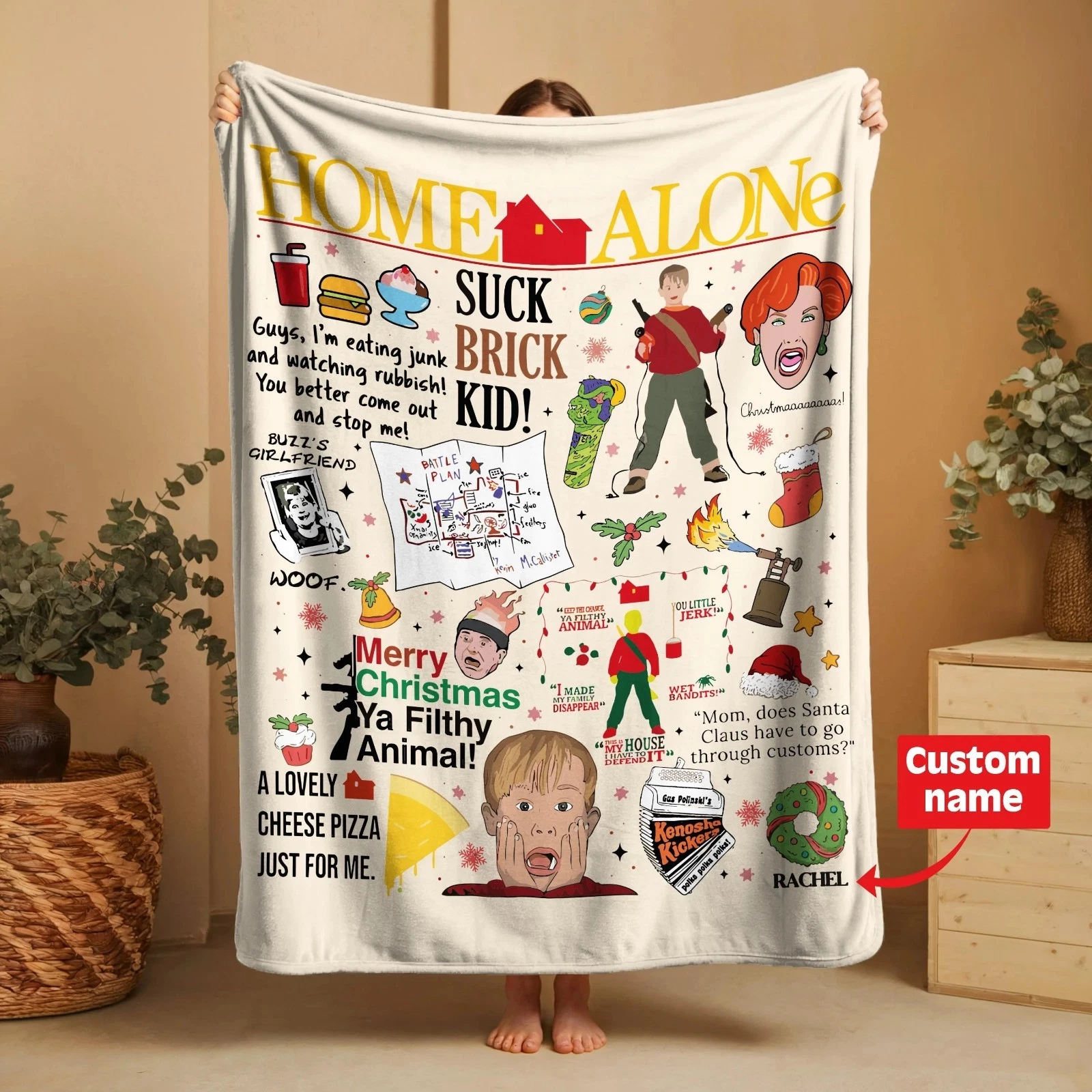 Home Alone Custom Blanket for Christmas _ Funny Holiday Blanket