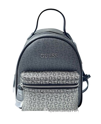 GUESS Decorah Black Coal Logo Small Backpack Travel Bag Faux  display picture 2