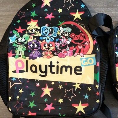 Poppy Playtime Huggy Wuggy Kids Small Backpack Black Stars Zip Adjustable Strap