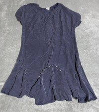 Bar III Dress Womens Large Studded Drop Waist Pleat Embellished Lagenlook Cupro