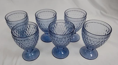 Set of 6 Villeroy & Boch Blue Goblet Glasses Elaborate Design - RE58/14 - Image 1 of 4