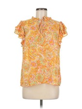 1.State Women Orange Short Sleeve Blouse M