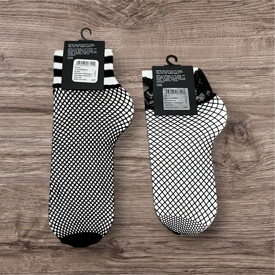 Calcetines tobillera (red de pesca) de malla Free Press Legwear 2 pares nuevos con etiquetas Foto 2 de 2