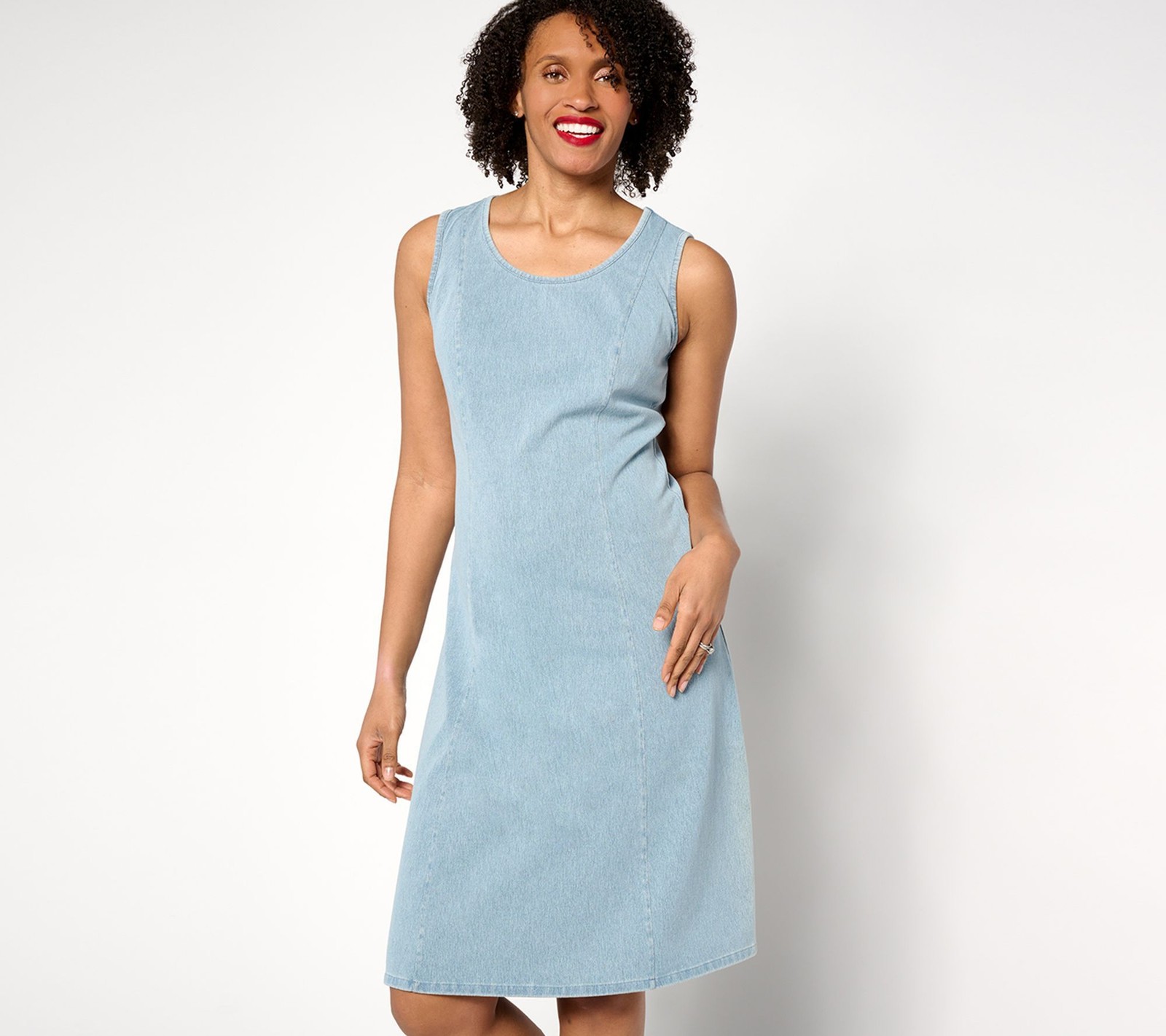 Denim & Co. Women's Dress Sz XL Comfy Knit Air Tank Blue A508646
