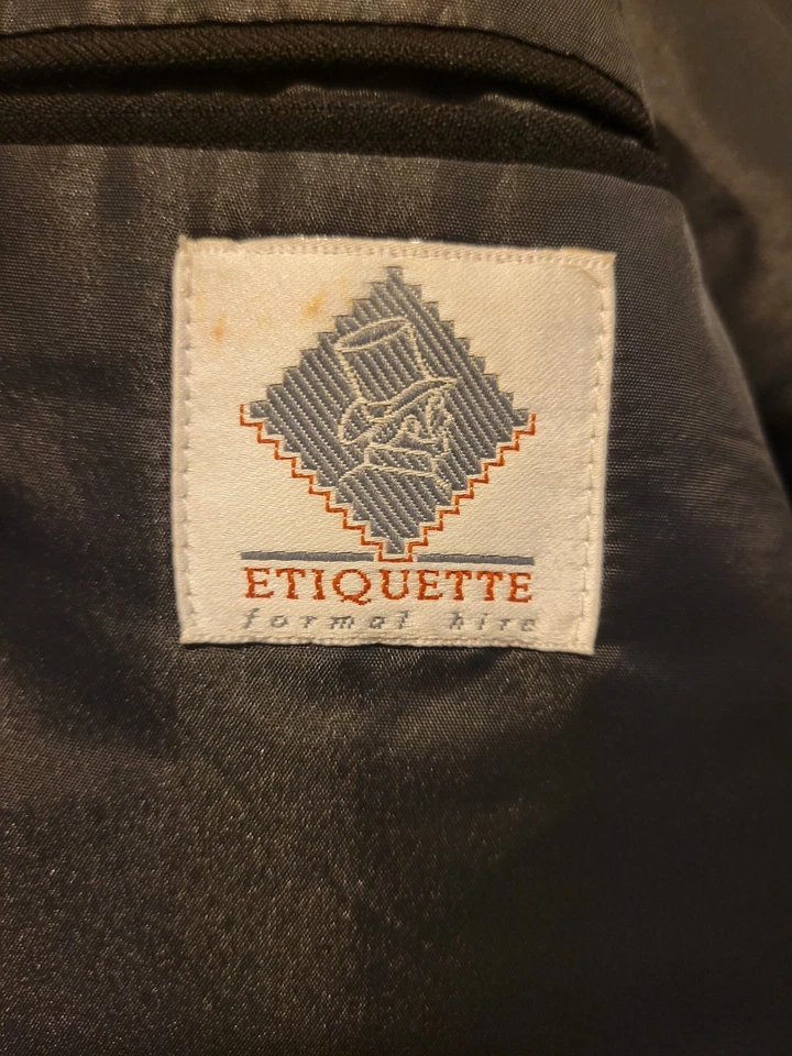 Men's Black Morning Coat Wool Long Tails Frock Wedding Groom - Image 4 of 4