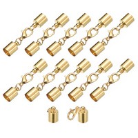 10Er-Set 7Mm Leder-Endkappen FüR (Brand) Mit Hummerfangverschluss Gold