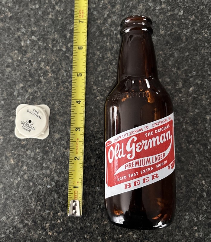 Vintage Painted Label Old German Premium Lager Bottle One Hole Cap For Salt VG