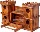 MIXUMON Castle-Style 4 Room Wooden Birdhouse with Large Center Feeder, Outdoor — photo 5