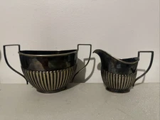 Silverplate EPNS Made In England Sugar Bowl & Creamer Set Pre-owned Items 