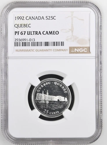 1992 Canada Silver Quebec Commemerative Quarter S25C - NGC PF67 Ultra Cameo