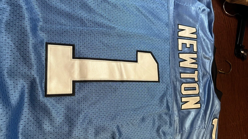 Camiseta deportiva para hombre Cam Newton Carolina Panthers verde azulado Reebok cosida en el campo talla 50 Foto 2 de 4