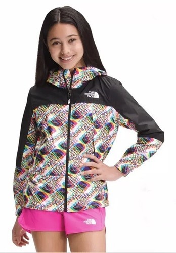 NWT THE NORTH FACE Hydrenaline Print Wind Jacket White Glitch Print Kids L 14/16 - Picture 3 of 18