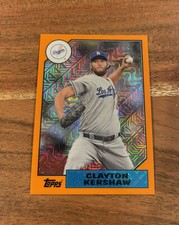 2017 Topps Clayton Kershaw Silver Pack 1987 Orange Mojo Chrome Refractor /75