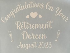 Personalised Retirement Vinyl Decal Sticker For Balloons, Gift Box/ Bag
