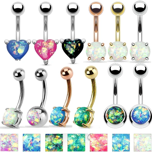 Anillo solitario 14G ombligo ombligo ombligo acero quirúrgico barra perno piercing Foto 2 de 4