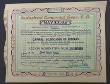 ACCIÓN ORIGINAL INDUSTRIAL COMERCIAL ASPE NAVICOAS 1963 SEVILLA Aprox. 205x162mm