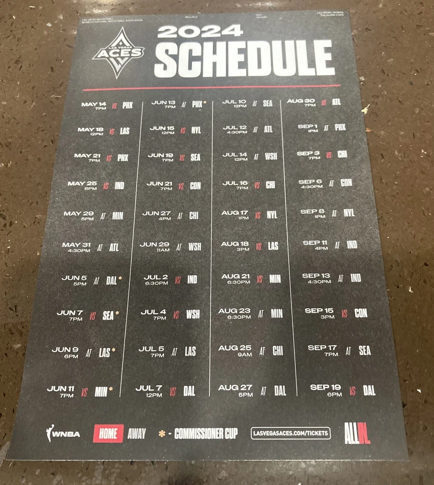 Póster de las Vegas Aces WNBA 2022 y 2023 Back 2 Back Campeones del Mundo y calendario 2024 Foto 2 de 2