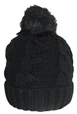 Best Winter Hats Womens Cable Knit Cuffed Beanie W/Plush Lining  Pom Pom