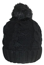Best Winter Hats Womens Cable Knit Cuffed Beanie W/Plush Lining & Pom Pom