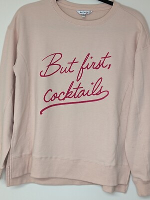 Wild Fox Women's Graphic Print ''But First Cocktails'' Fleece Sweatshirt Size XS