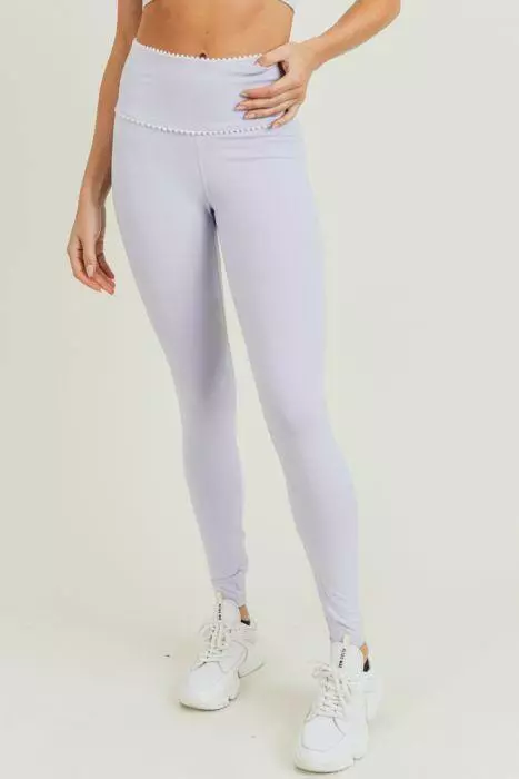 NWT MONO B Light Purple Lavender White Trim Skinny Yoga Workout Leggings  Small