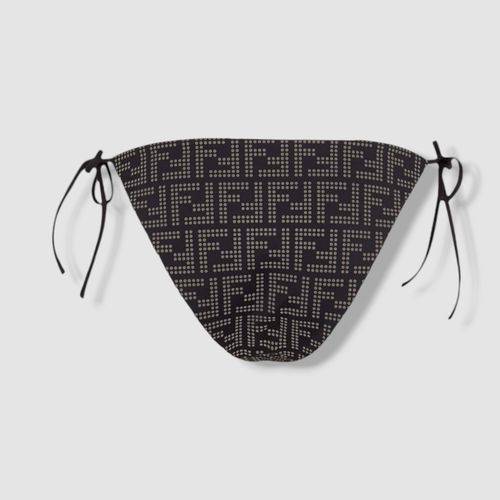Fendi Women's Black Logo Pois Tech Tie Side Bikini Bottom Swimwear Size 40 - Picture 2 of 2