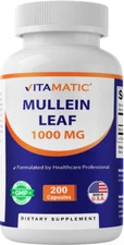 Vitamatic Mullein Leaf 1000mg per Serving 200 Capsules