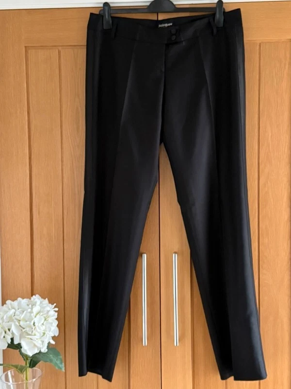 SAINT LAURENT (YSL) Yves Saint Laurent nuovo nero stile smoking pantaloni dritti uk 20 pantaloni eleganti