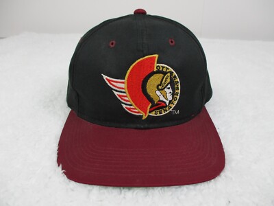 VINTAGE Ottawa Senators Hat Cap Snapback Black Red NHL G Cap Blockhead Side Logo