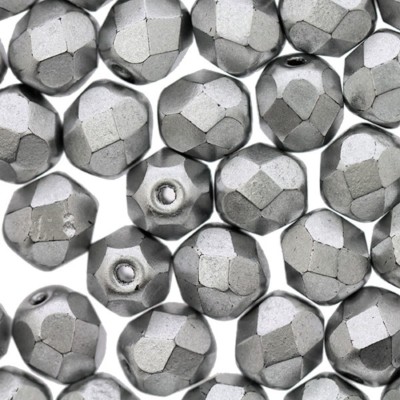 50 Perles Cristal De Bohème Facettées Argentées 4mm - Lot Pour Bijoux
