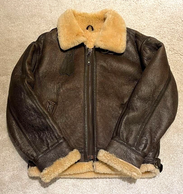Type B-3 Leather Flight Mouton Bomber Jacket brown | eBay