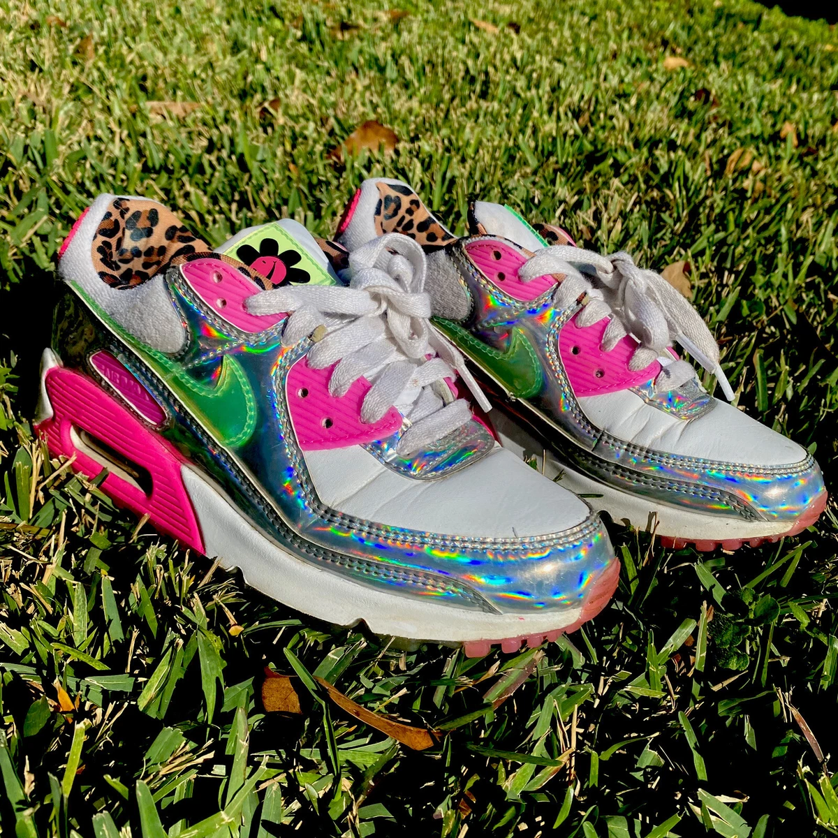 Nike Womens Air Max 90 LX Daisy Leopard Iridescent eBay
