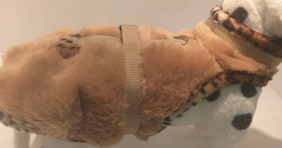 Wintermantel Winterjacke beige warm Herz Plüsch Hunde XS S M Chihuahua Hunde - Bild 4 von 4