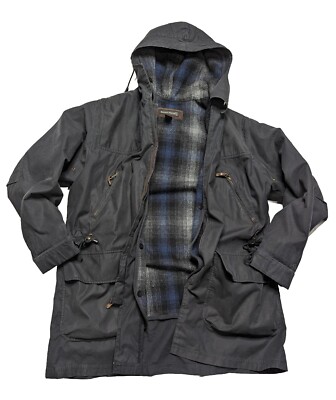 Vintage Banana Republic Overcoat Rain Jacket Wool Liner Hood Men