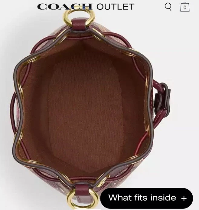 Nuevo sin etiquetas Bolso Coach Mini Bucket en lona exclusiva con estampado de cereza CY738 🍒 Foto 3 de 4