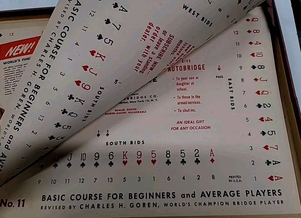 Antique AUTOBRIDGE Bridge Game  Playing Board With 12 Sheets Instructions & Box - Image 3 of 3