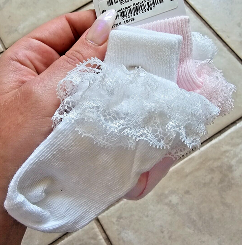 First Impressions - 3 Paar Socken - rosa & weiß - Größe 12-24M - NEU
