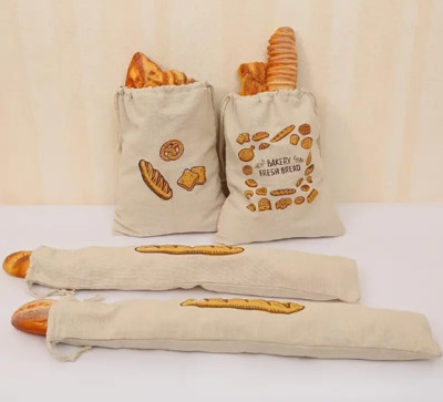 Brot Aufbewahrungstasche Laib Baguette wiederverwendbar Frisch bleiben Canvas Kordelzug Frischhalten