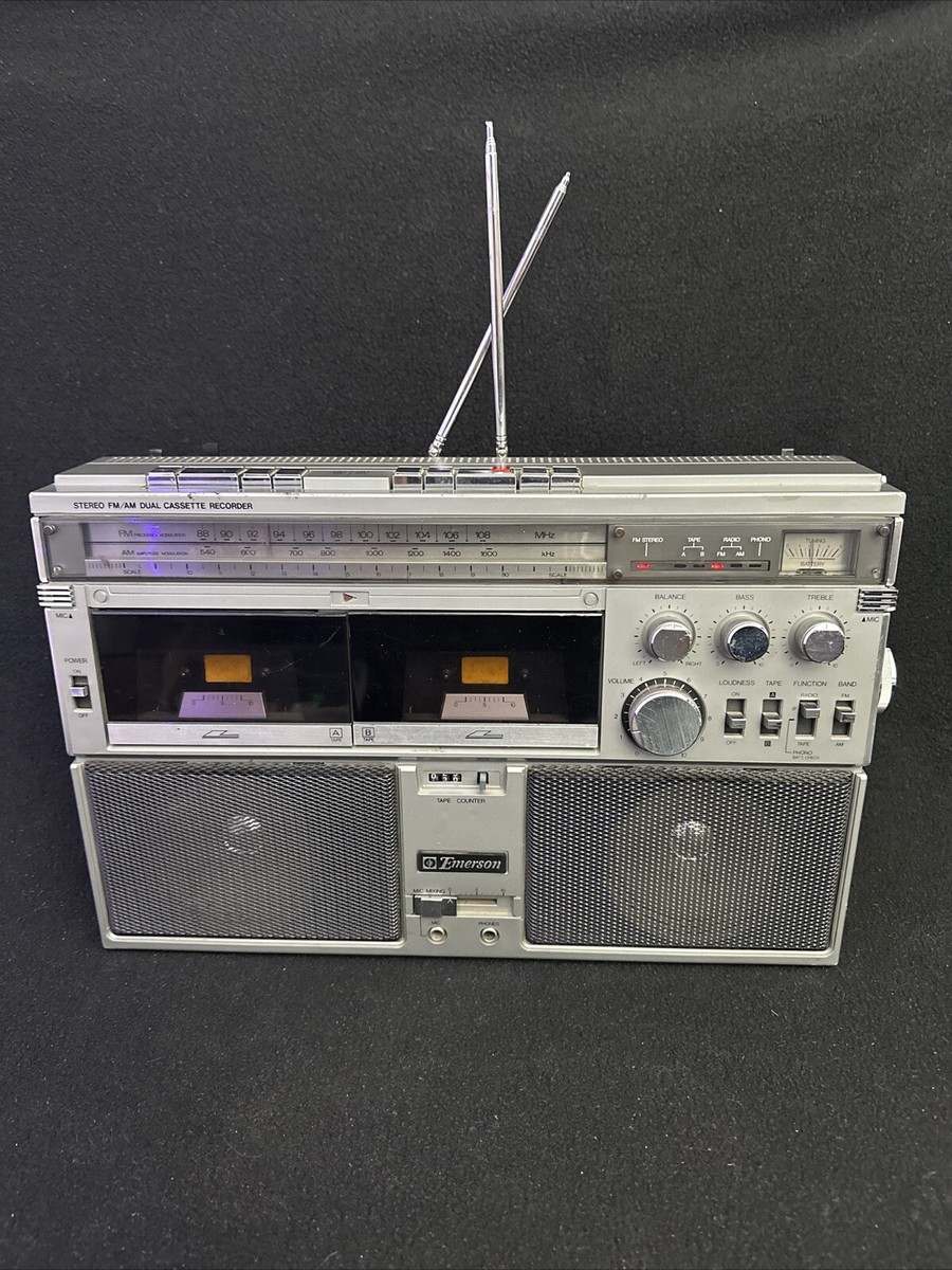Emerson CTR944 AM FM Stereo Radio Dual Cassette Recorder Boombox