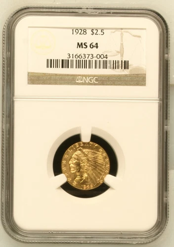 1928 P Gold Quarter Eagle $2 1/2 Indian NGC MS-64